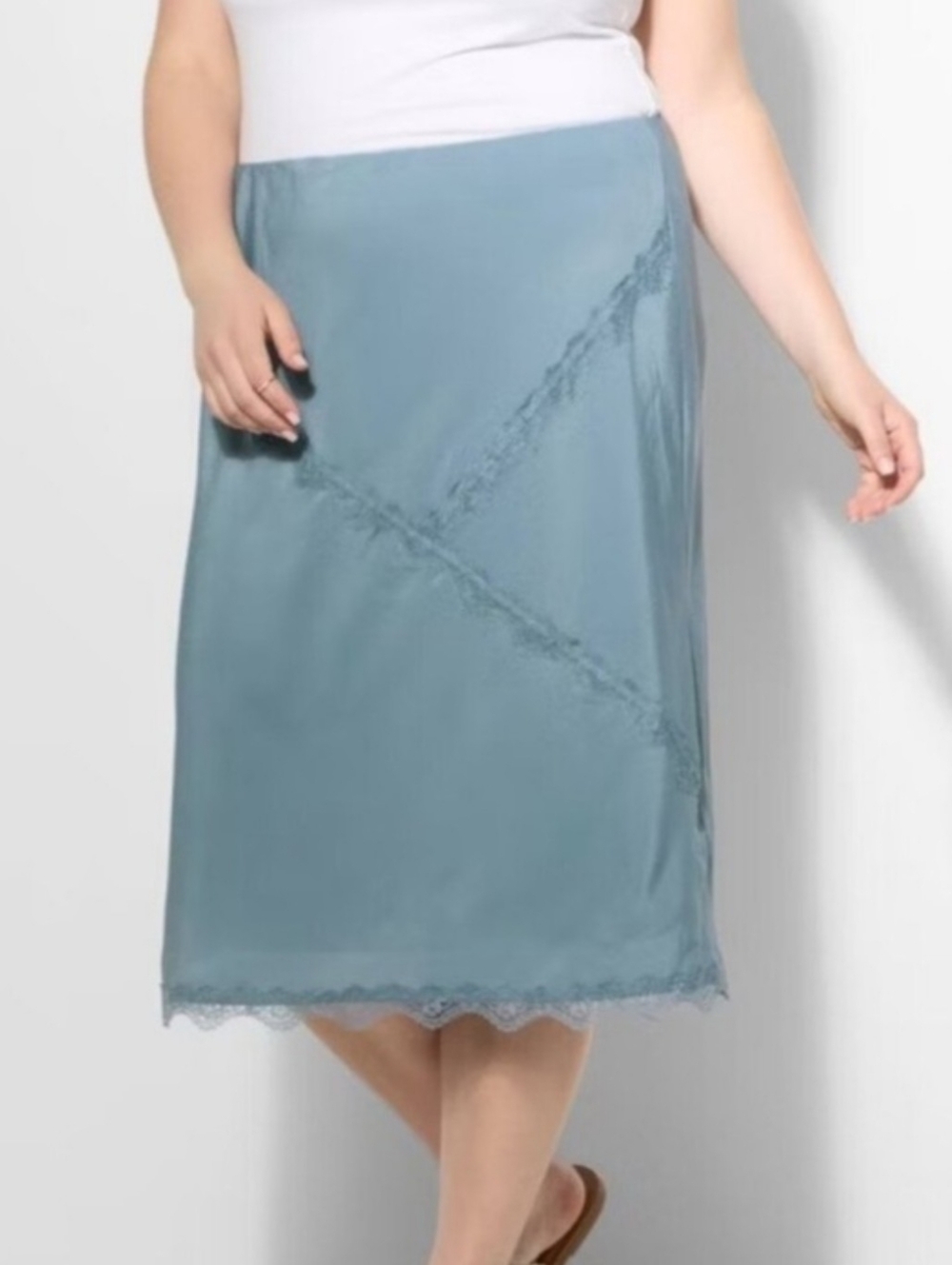 NWT Wild Fable Slate Blue Satin Skirt Size Large